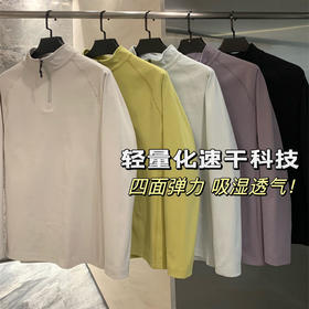 城市户外！3D立裁+内里薄绒秋冬新款男士运动休闲半拉链打底长袖T桖！