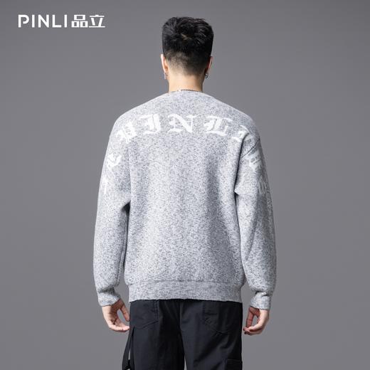 PINLI品立2025秋季新款男士圆领提花宽松套头毛衣打底针织衫上衣GD253110132 商品图4