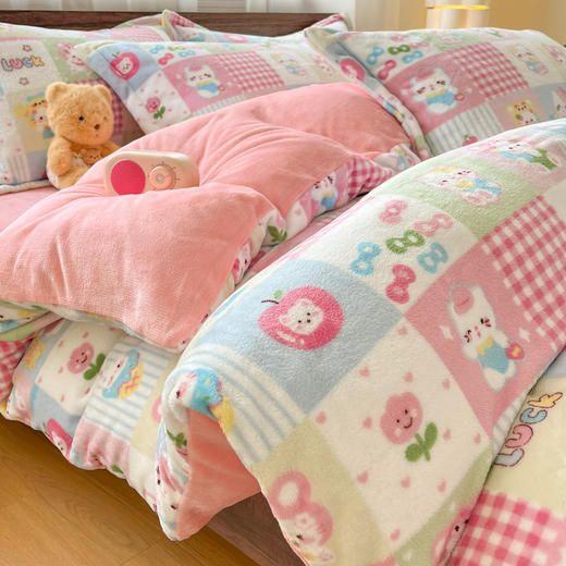 秋天的第一款四件套【韩国岛屿宿眠家居ins风双面牛奶绒四件套】 商品图13