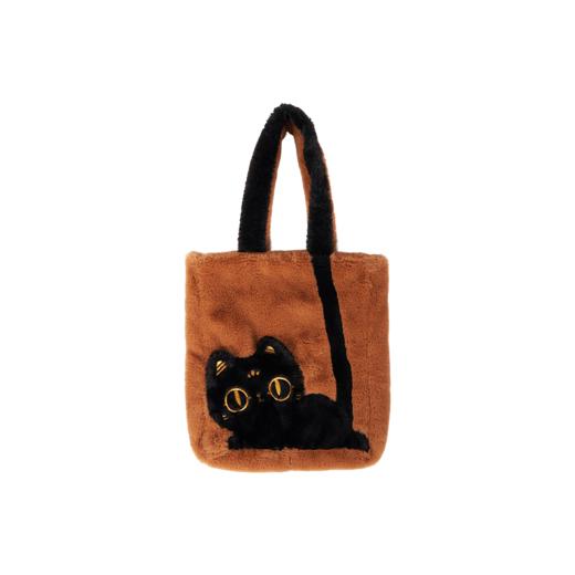 大英博物馆 盖亚·巴斯特系列 毛绒趴趴猫 撞色单肩包-咖色 商品图4