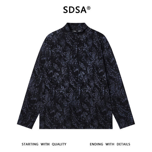 T4899SDSA男士秋冬新款痞帅男装潮牌简约撞色豹纹半高领长袖T恤休闲潮 商品图1