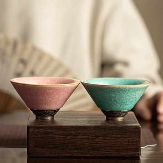 「“冰花”盏·日进斗金主人杯」开片可养冰花单杯品茗杯陶瓷家用个人专用喝茶单杯餐饮用具 商品图1