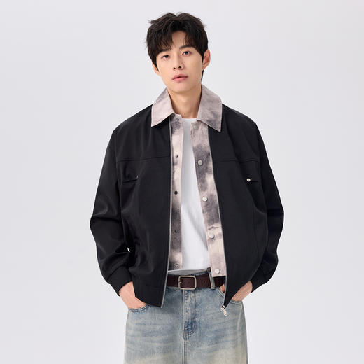 gxg.jeans男装 25秋款假两件外套潮流街头百搭男士翻领夹克校园通勤青少年外套K&C 商品图1