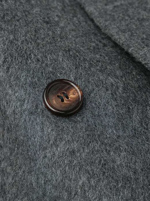 秋冬新款灰色双面呢大衣女中长款气质西装领双排扣收腰系带毛呢外套 商品图2