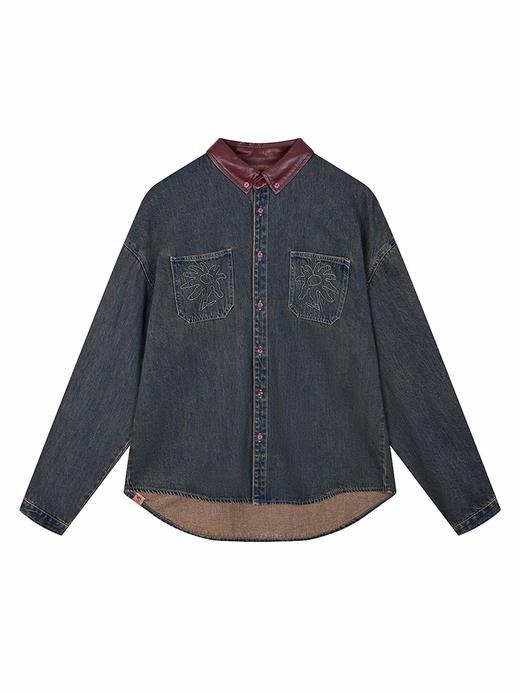 早乙女惠子saotome/STMCS252280/撞色皮领牛仔衬衫 商品图3