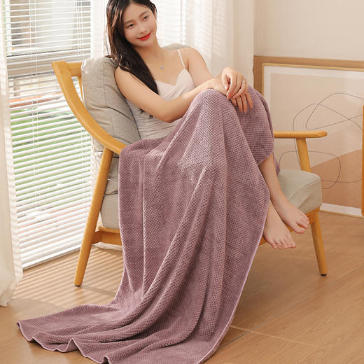 【超柔吸水！不易掉毛】柔软亲肤，悬挂易干，浴巾大人加厚珊瑚绒菠萝格成人速干游泳吸水浴巾家用大毛巾不掉毛。rc 商品图5