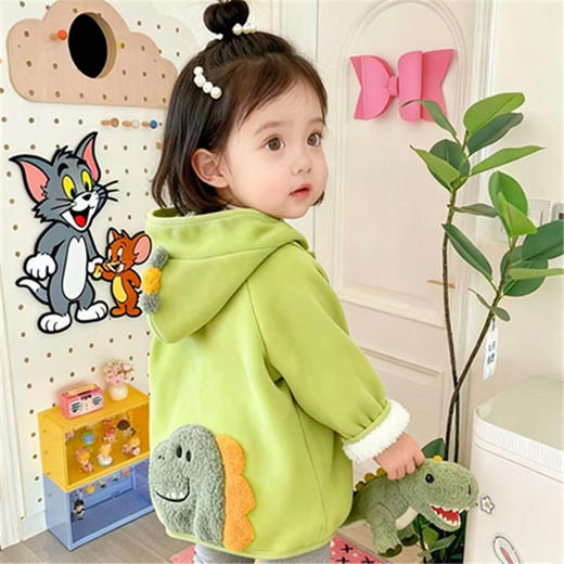 七仔福娃儿童连帽外套秋冬宝宝加绒上衣冬装男童衣服加厚奥粒绒女童童装潮80-130 商品图7