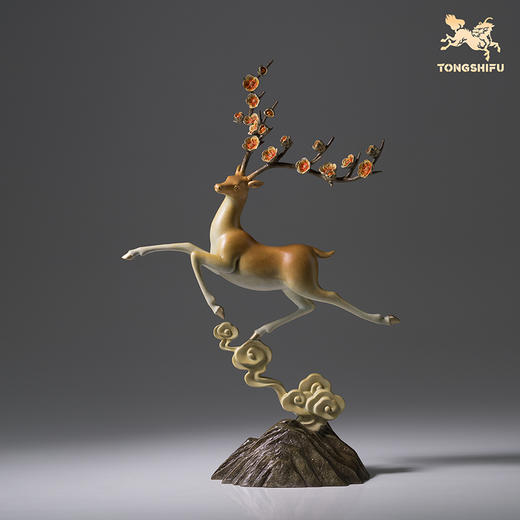 铜师傅《一路生花》客厅桌面铜鹿摆件 家居装饰工艺品摆件礼物 商品图1