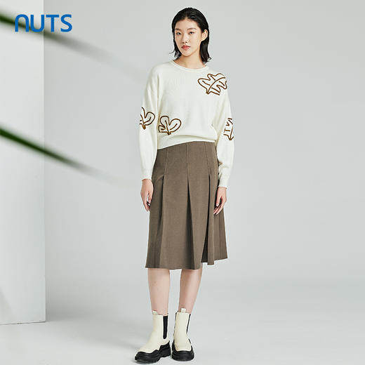 NUTS春秋季新款学院风气质百褶裙中长款半身裙女411061357 商品图3
