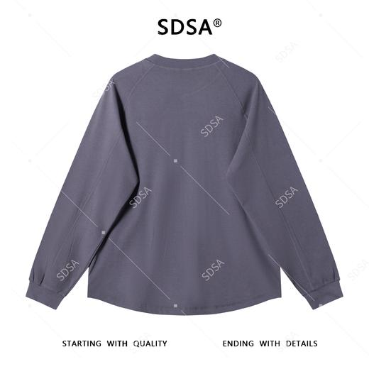 SDSA秋冬新款痞帅男装韩版简约纯色压线圆领长袖T恤百搭舒适上衣 商品图5