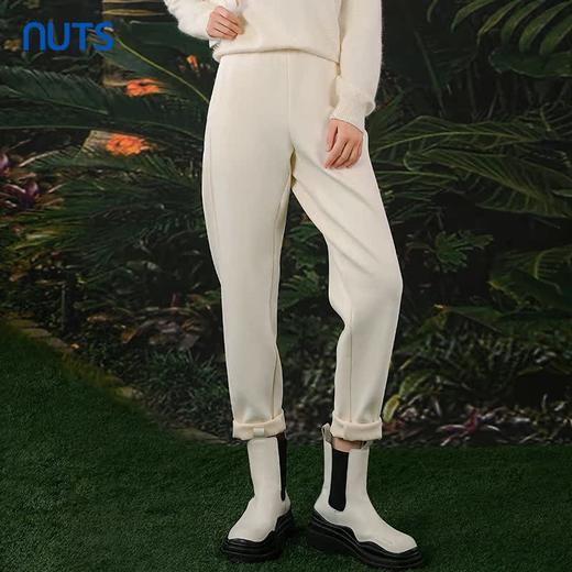 NUTS春秋季新款白色气质高腰简约直筒九分休闲裤女412072257 商品图1