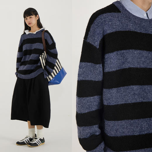 CryingCenter 宽条纹混羊驼毛针织衫毛衣 哭喊中心 商品图0