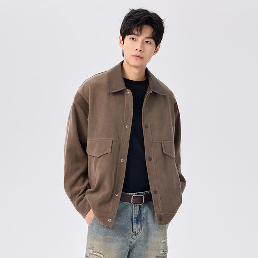 gxg.jeans男装复古拼接男士翻领夹克2025秋款按扣时尚潮流校园通勤外套男K&C 商品图1