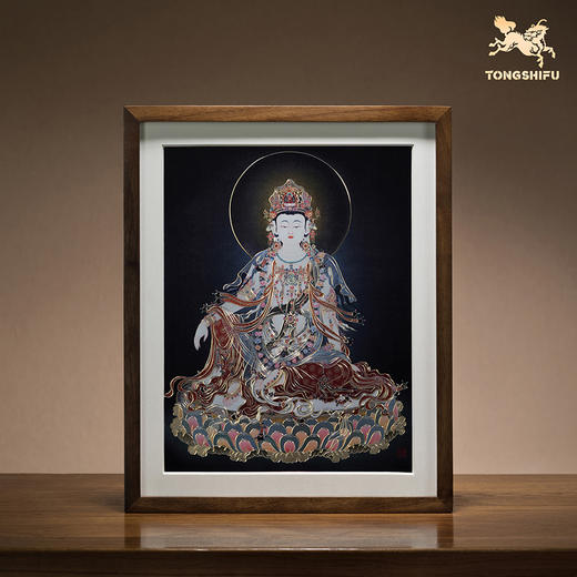 铜师傅 手工錾刻 铜雕画《水月观音（桌面）》客厅桌面装饰画 商品图0