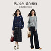 【10/15新品】熙世界灰色刺绣卫衣女加绒加厚秋冬款休闲慵懒chic圆领摇粒绒上衣 商品缩略图2