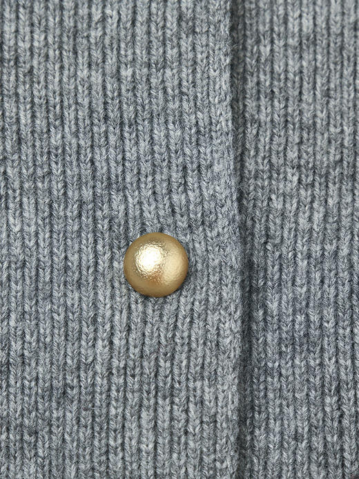秋季新款灰色针织开衫女圆领斜扣设计感小众短款修身显瘦毛衣外套 商品图4