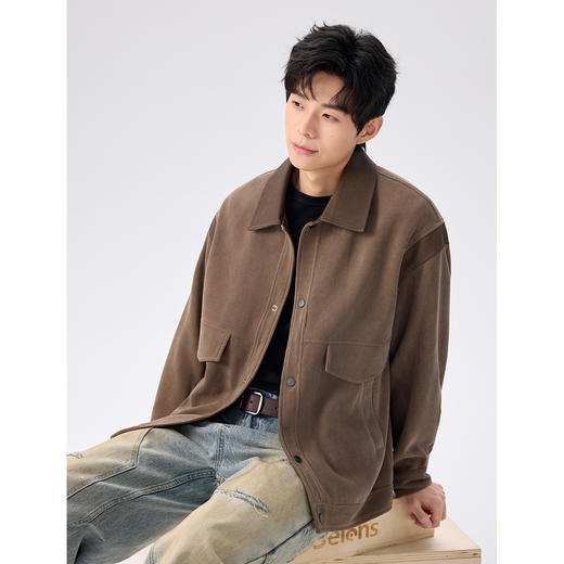 gxg.jeans男装复古拼接男士翻领夹克2025秋款按扣时尚潮流校园通勤外套男K&C 商品图4