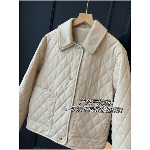 柜上2W+！棉服里的天花版！2025菱格绗缝女士外套双面可穿羊毛领夹克 商品图1