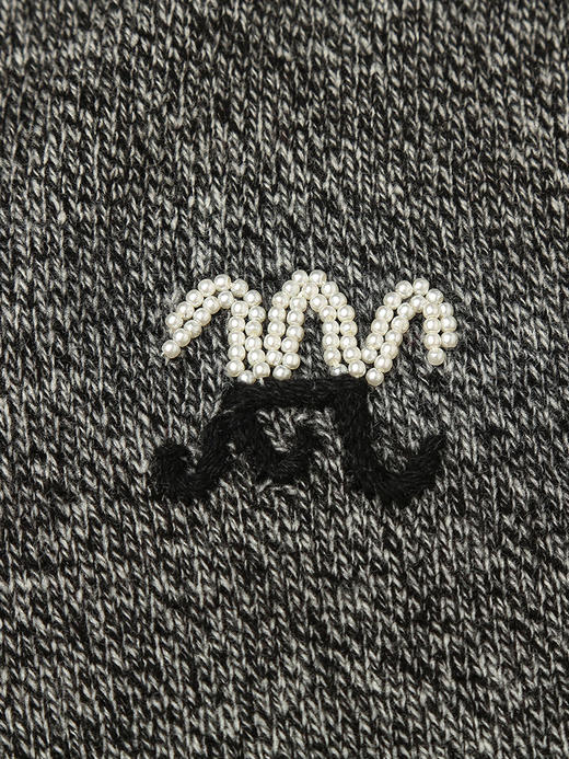 灰色圆领针织马甲女秋季新款复古风趣味刺绣无袖毛衣背心外搭上衣 商品图3