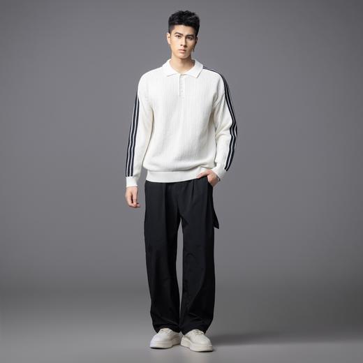 PINLI品立2025秋季新款POLO领宽松毛衣男潮牌休闲翻领条纹针织衫GD253110133 商品图1