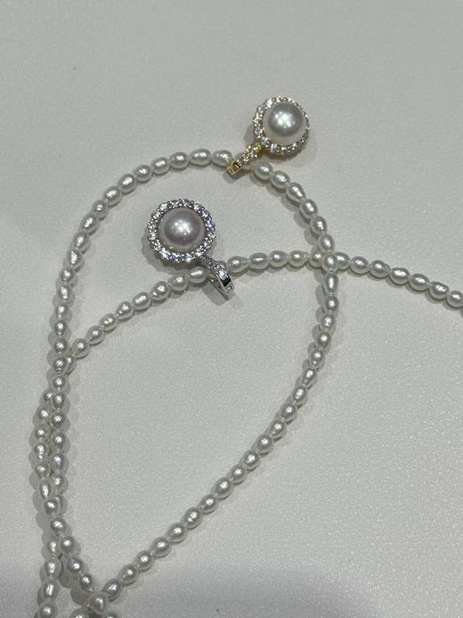 1014-2 炒鸡日常 跑量小米珠项链 4-4.5mm白亮米珠➕极光纯银锆石太阳花吊坠 商品图7