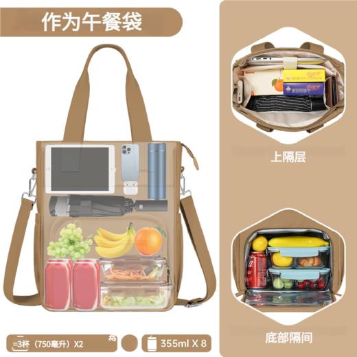 英国 ETRONIK 大容量手提包 带隔层 防漏保温饭盒隔层 适合工作野餐露营 棕色 X003Y8112H 商品图2