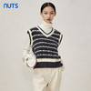 NUTS冬季新款别致条纹撞色V领针织外穿马甲背心女343053199 商品缩略图0