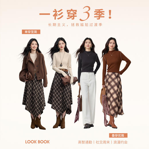 【周末秒杀】熙世界初剪绵羊毛打底针织衫女2025秋冬季新款简约通勤半高领毛衣 商品图2