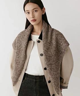 重磅渠道  牦牛绒圈圈纱三角巾   康赛尼棉羊毛牦牛绒混纺  手感软糯舒适   三角巾披肩