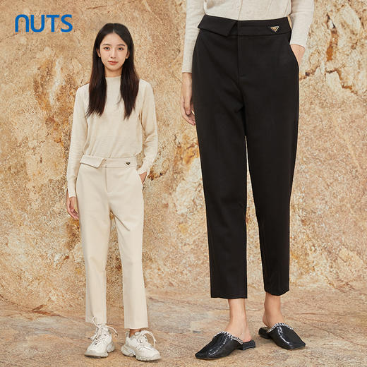 NUTS商场同款秋冬季纯色时尚简约高腰直筒显瘦休闲长裤女348071319 商品图1