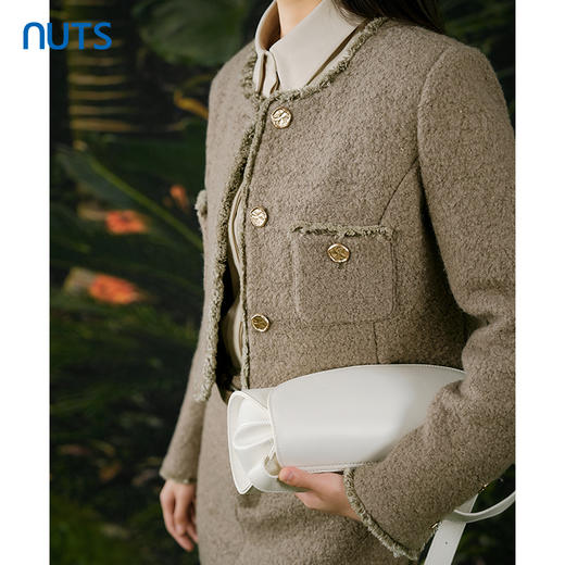 NUTS春秋季新款小香风气质直筒显瘦圆领短款外套女411041443 商品图2