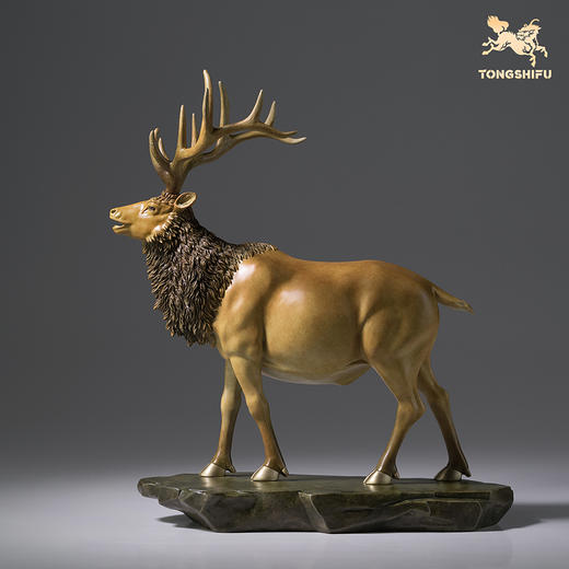 铜师傅《一路顺》客厅桌面铜鹿摆件 家居装饰工艺品 商品图3