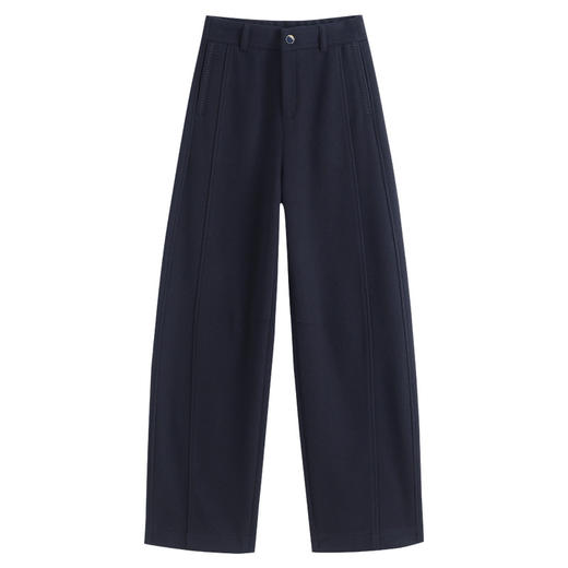 QYM H632-Y厚款弯刀裤高腰休闲裤直筒毛呢裤 商品图4