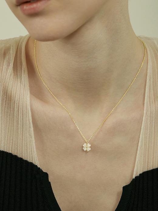 Oflye潮流饰品  925银四叶草项链女新款小众轻奢猫眼石吊坠秋冬配饰毛衣链 商品图0