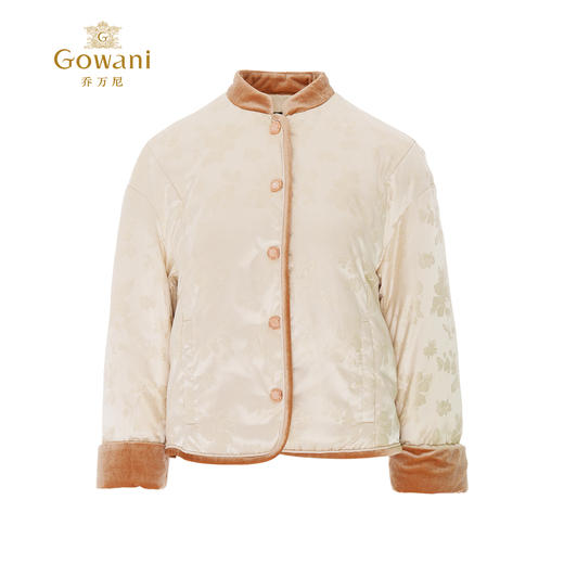 乔万尼新中式提花小立领90白鸭绒拼接丝绒轻量保暖羽绒服ED1T919 商品图4