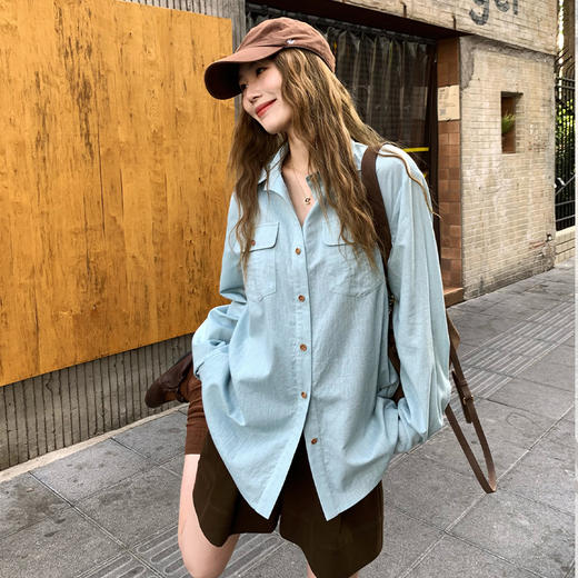 西遇老钱风亚麻衬衫套装女秋季新款通勤高腰宽松短裤两件套SS051331/SS051332 商品图0