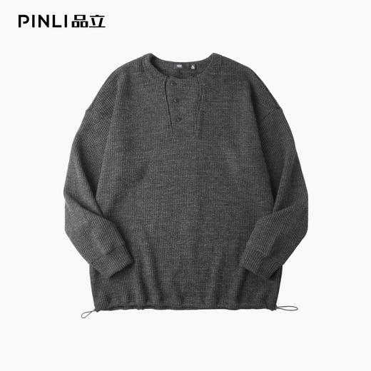 PINLI品立2025秋季新款肌理感针织套头卫衣复古潮男宽松休闲上衣B253109046 商品图3