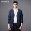 PINLI品立2025秋季新款男士宽松落肩V领开衫提花毛衣针织衫外套潮GD253110127 商品缩略图3