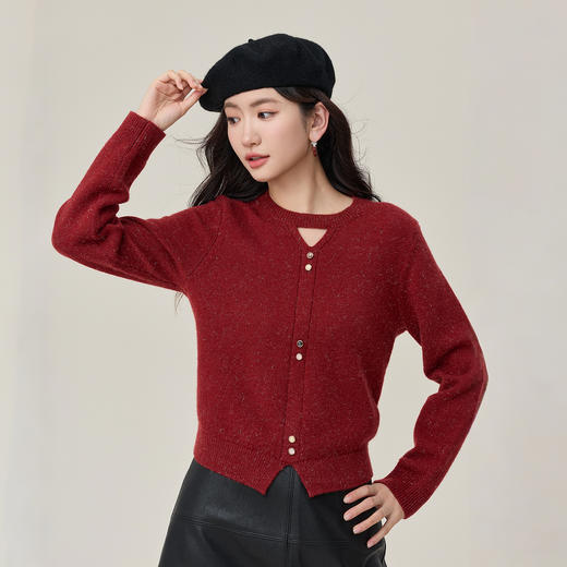 【10/15新品】熙世界「细闪银丝北极绒」粉色毛衣女慵懒高级感女秋冬打底针织衫 商品图3