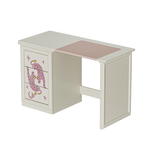 喜梦宝粉红豹书桌松木实木多层免漆饰面皮革耐用学习桌 商品图4