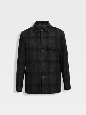 callisto星空蓝绵羊毛混纺衬衫款外套