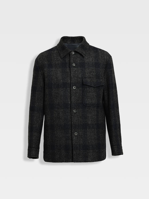 callisto星空蓝绵羊毛混纺衬衫款外套 商品图0