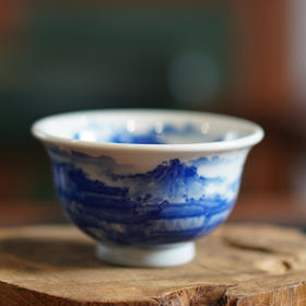 青花内绘山水压手杯