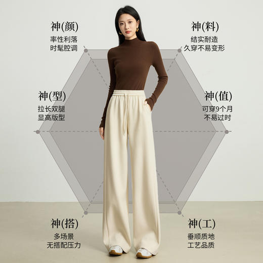 【10/15新品】熙世界高密针织香蕉裤女加厚秋冬新款休闲宽松窄版软糯风阔腿长裤 商品图1