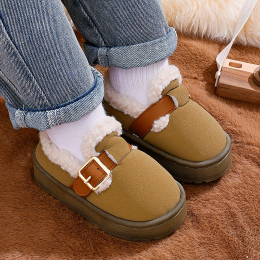 小黄鸭秋冬季新款男女童踩屎感厚底防滑亲子室内家居加绒保暖棉鞋24-44 商品图2