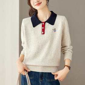 洋气减龄娃娃领打底衫，宽松短款内搭上衣轻奢毛衣CC-27-25163