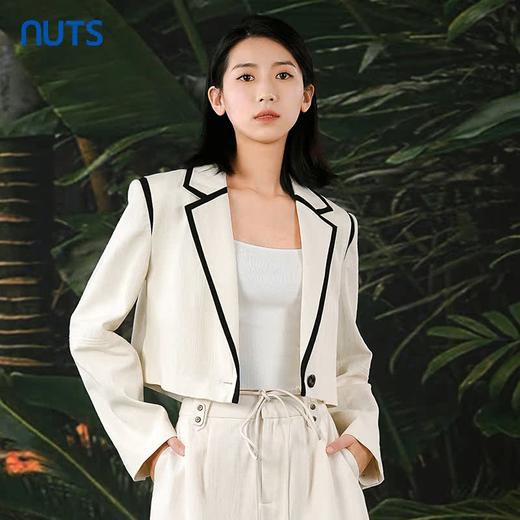 NUTS春秋季新款撞色气质直筒显瘦直筒短款西装外套女412042337 商品图2