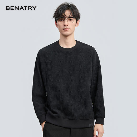 贝纳川冬季新品肌理内里加绒圆领卫衣ECT424001 商品图5