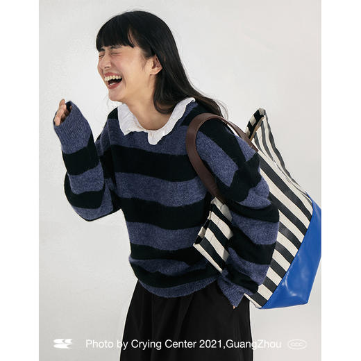 CryingCenter 宽条纹混羊驼毛针织衫毛衣 哭喊中心 商品图2