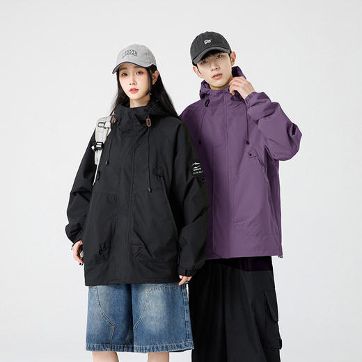 【国货之光 轻量户外 防泼防风】鸿星尔克春秋季连帽外套情侣款（EK-PS3090） 商品图1